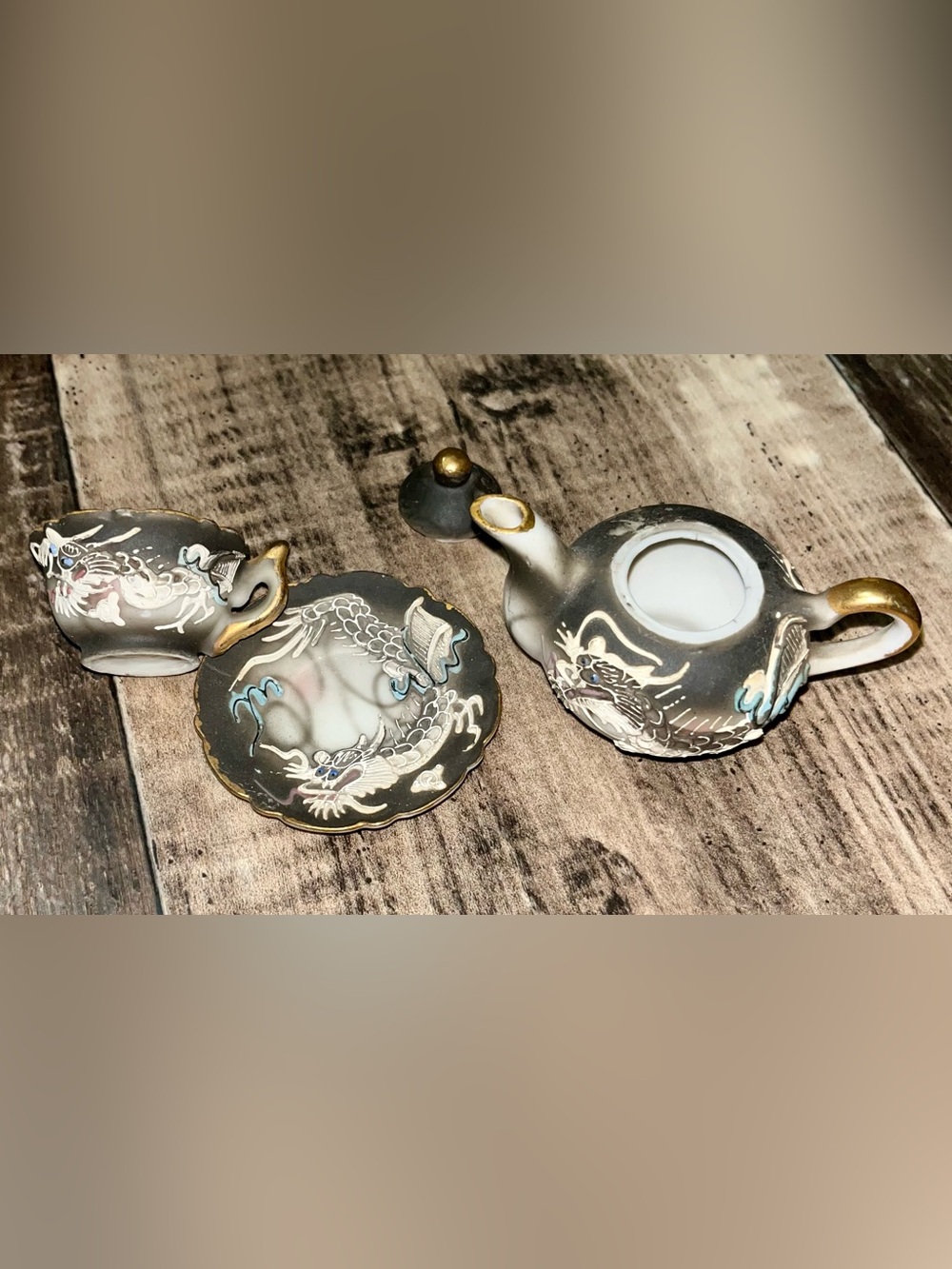 Vintage Japanese Dragonware Mini Teapot & Teacup Set - Picture 3 of 3